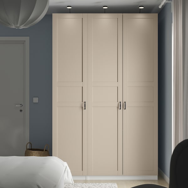 PAX / FLISBERGET - Wardrobe combination, white/light beige,150x60x236 cm