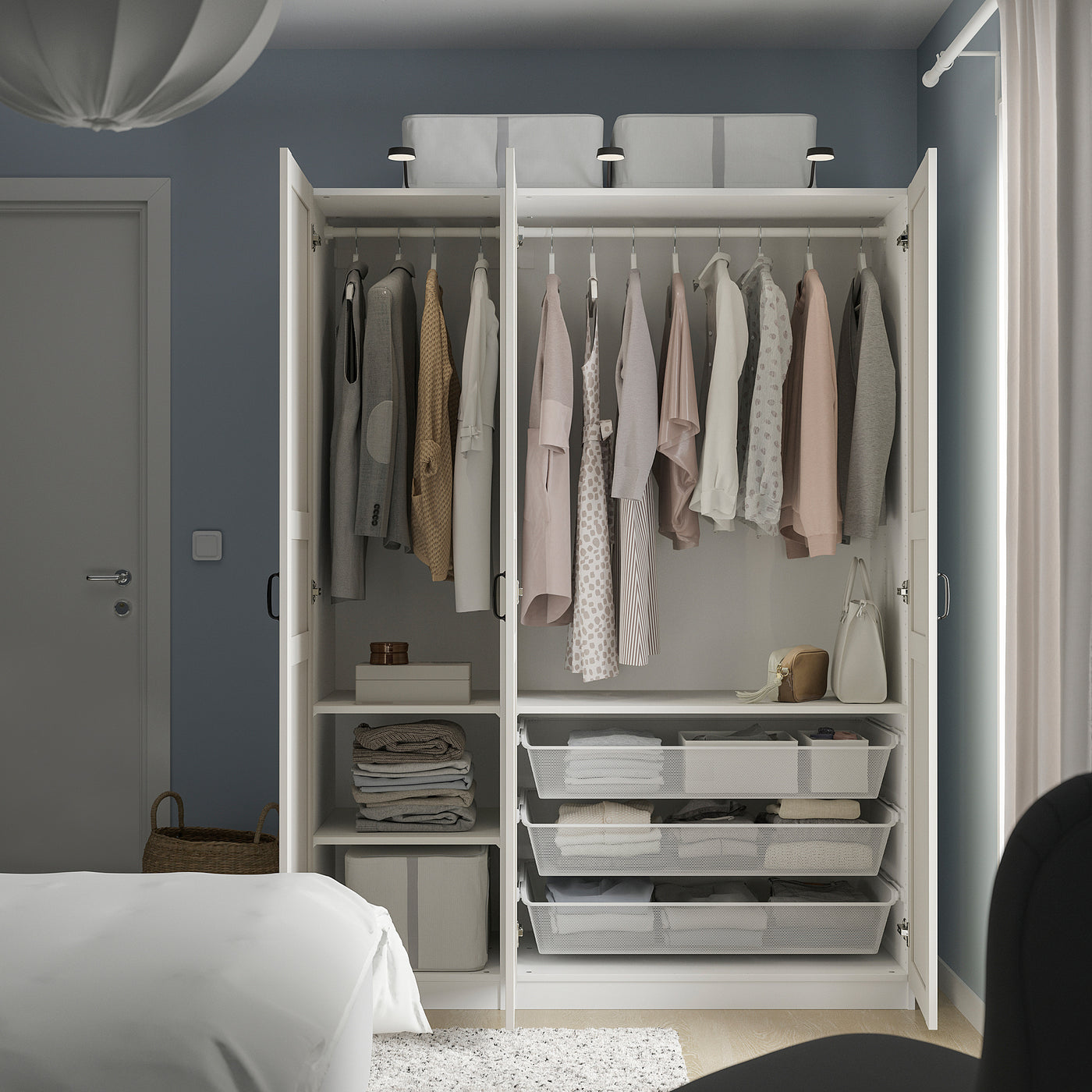 PAX / FLISBERGET wardrobe combination, white/light beige, 150x60x201 cm