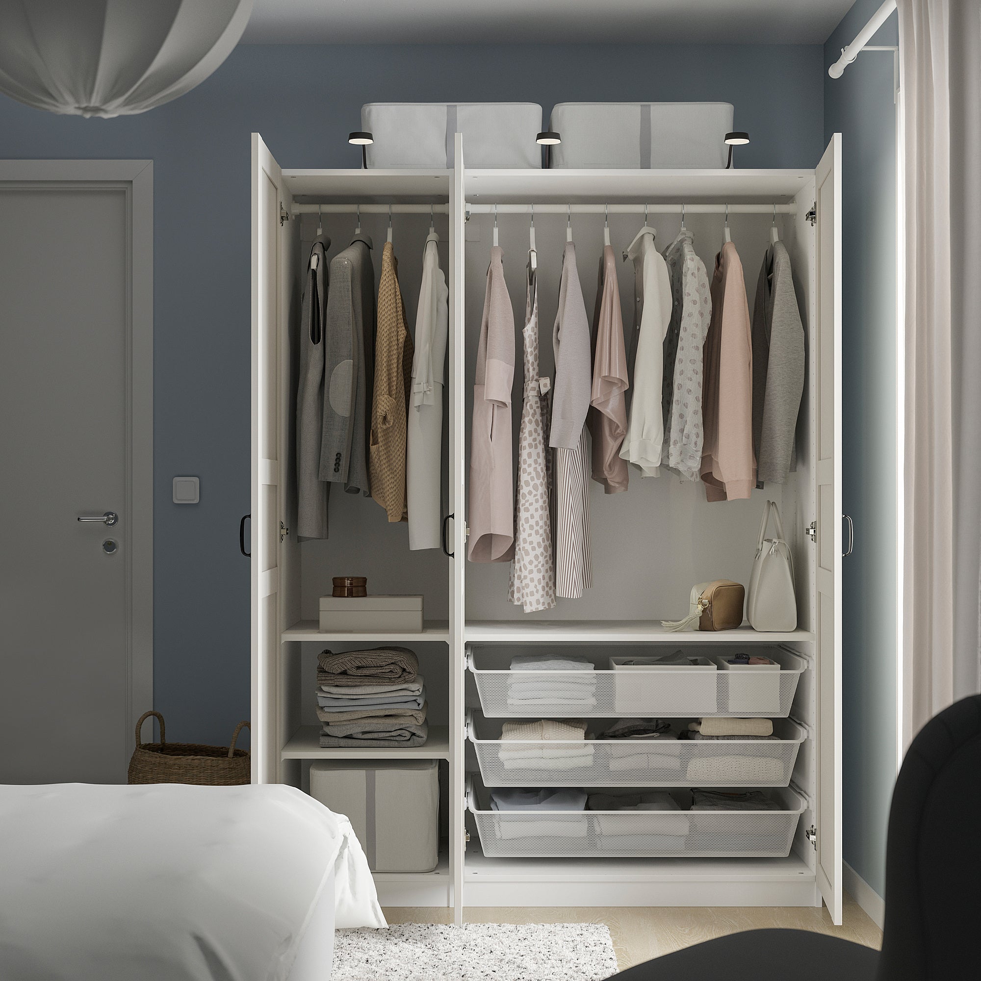 PAX / FLISBERGET wardrobe combination, white/light beige, 150x60x201 cm