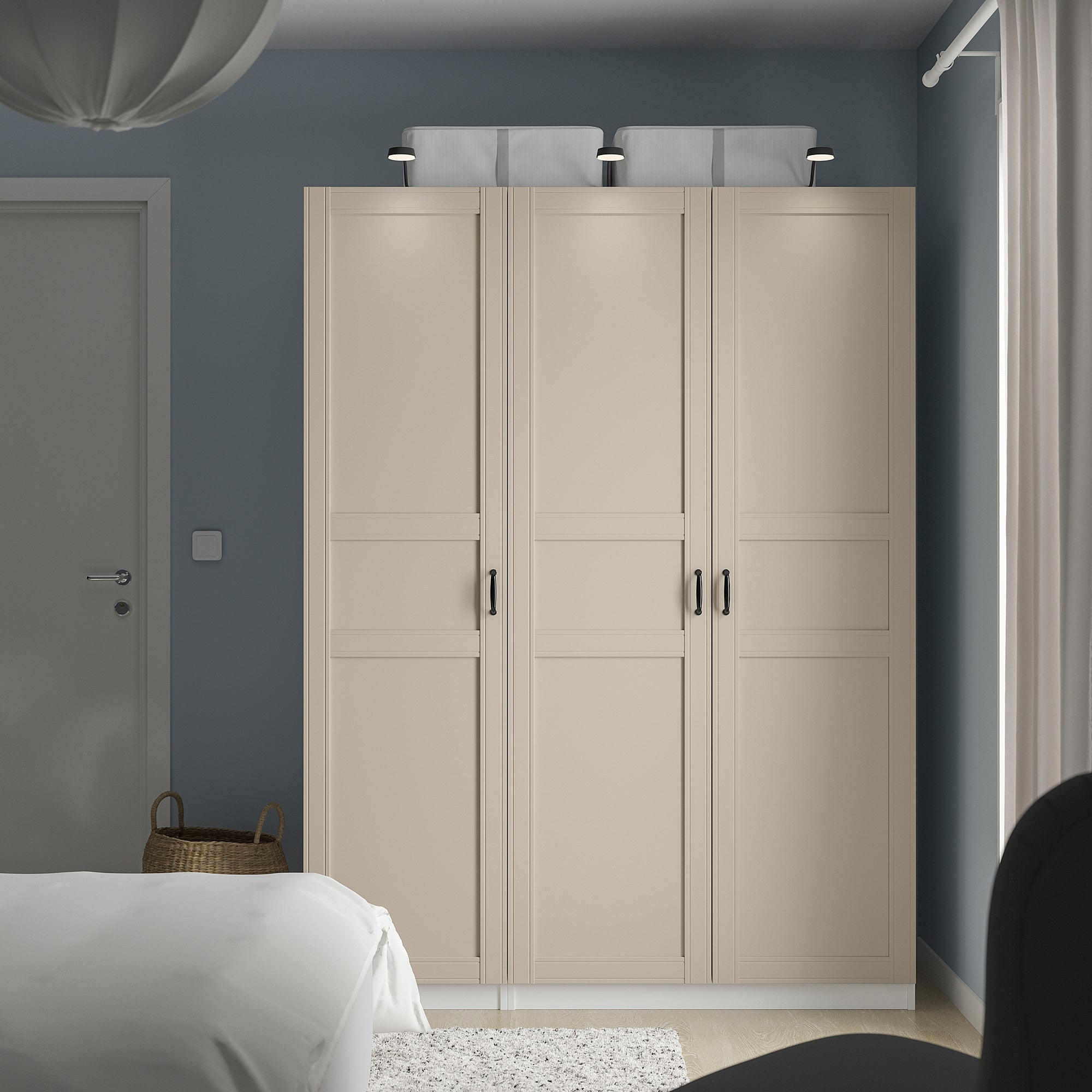 PAX / FLISBERGET wardrobe combination, white/light beige, 150x60x201 cm