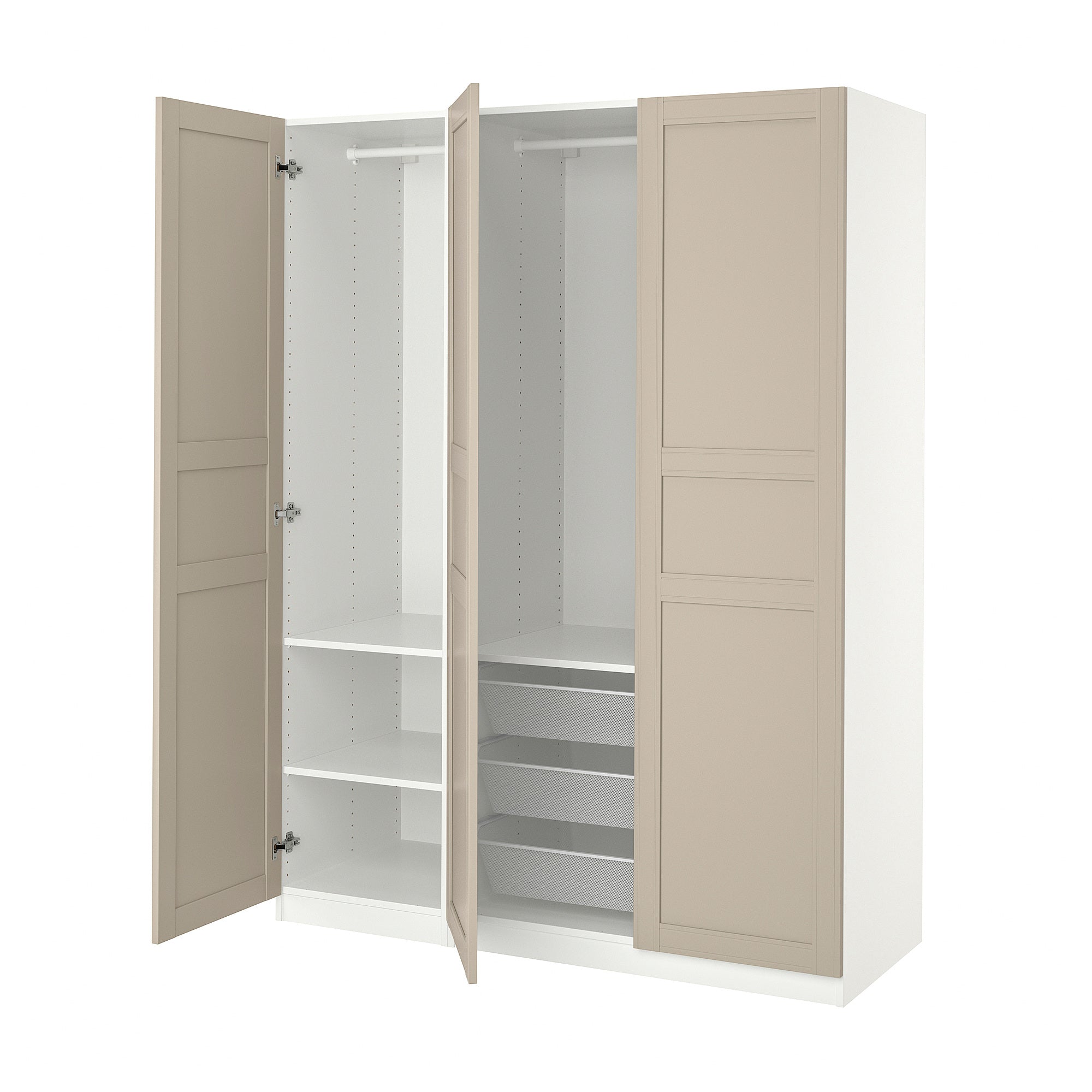 PAX / FLISBERGET wardrobe combination, white/light beige, 150x60x201 cm