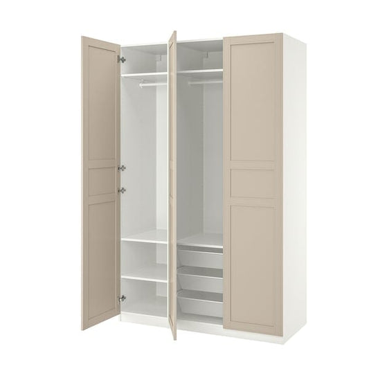 Ikea PAX / FLISBERGET - Wardrobe combination, white/light beige,150x60x236 cm