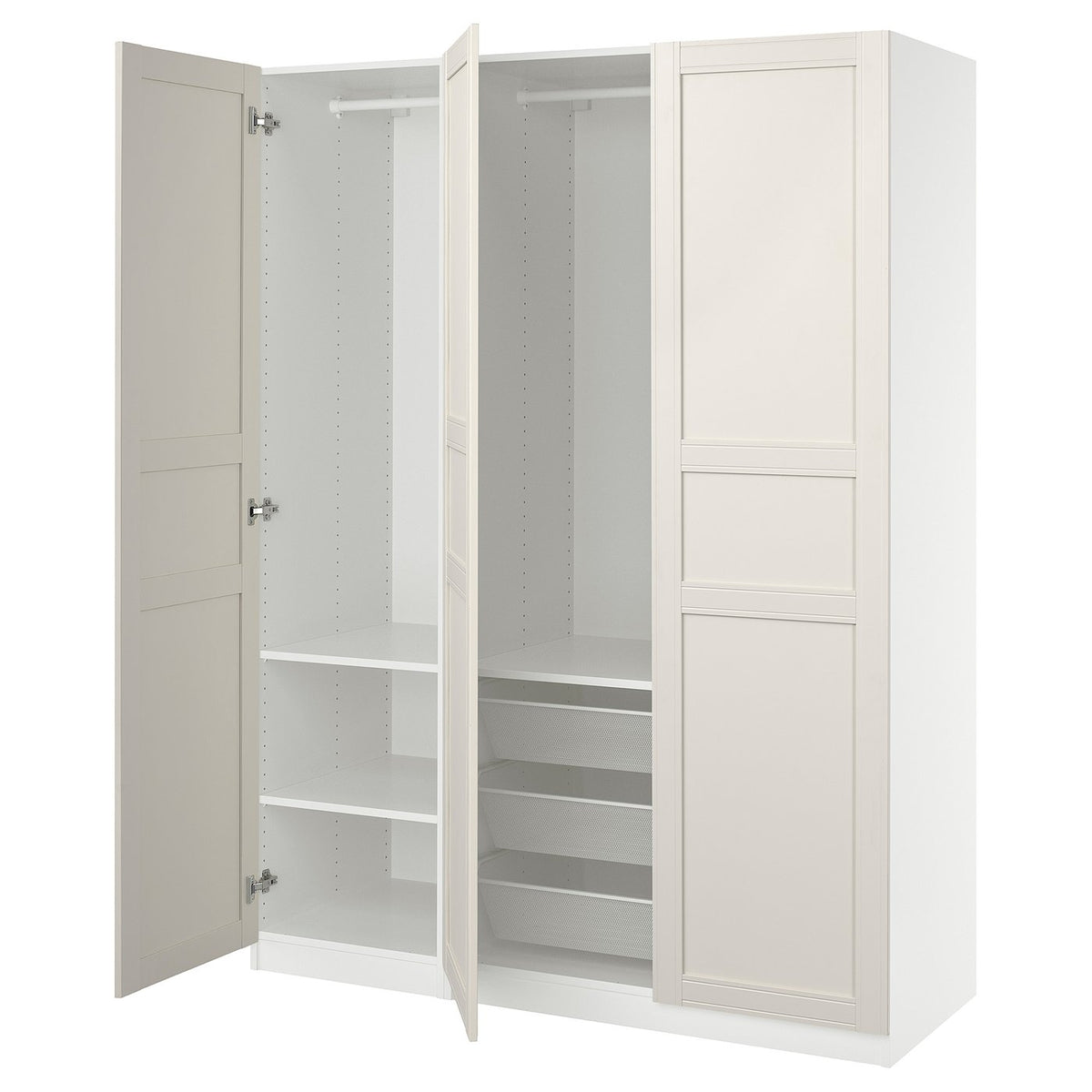 PAX / FLISBERGET wardrobe combination, white/white, 150x60x201 cm