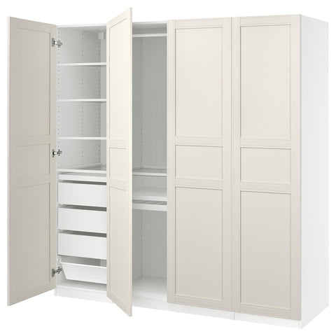PAX / FLISBERGET wardrobe combination, white/white, 200x60x201 cm