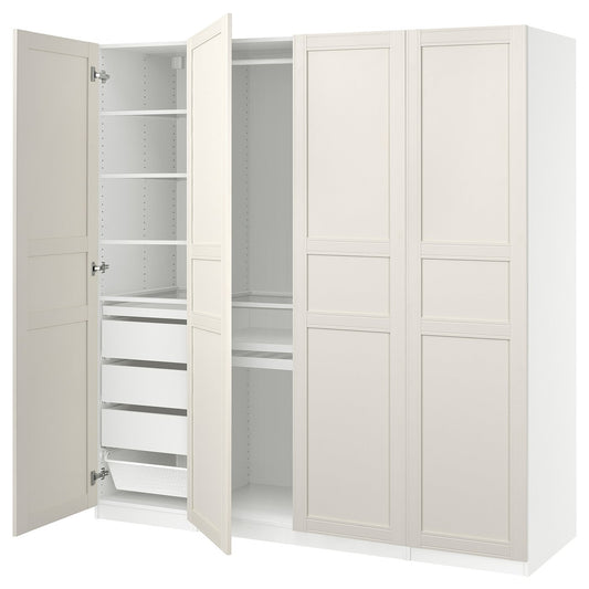 PAX / FLISBERGET wardrobe combination, white/white, 200x60x201 cm
