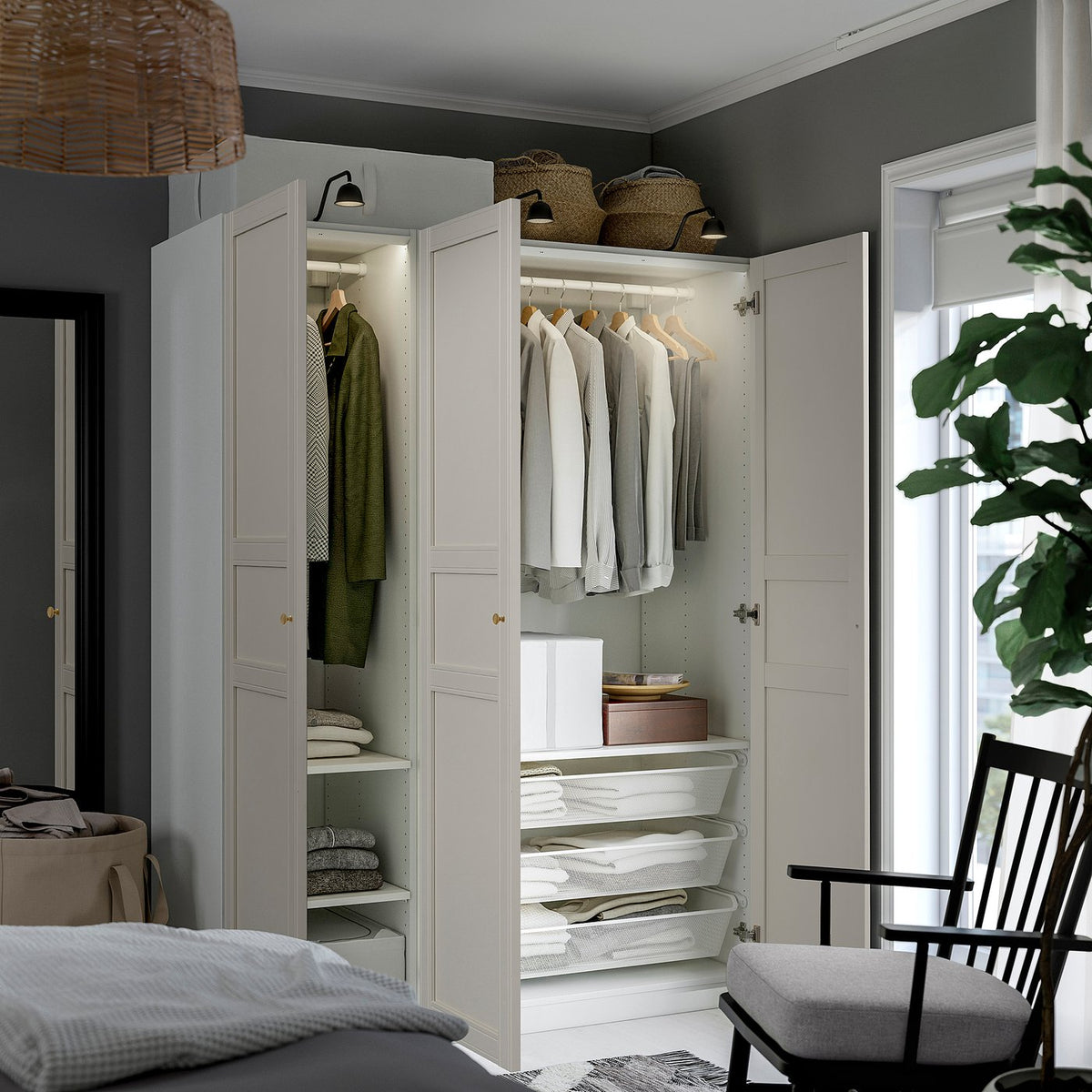 PAX / FLISBERGET wardrobe combination, white/white, 150x60x201 cm