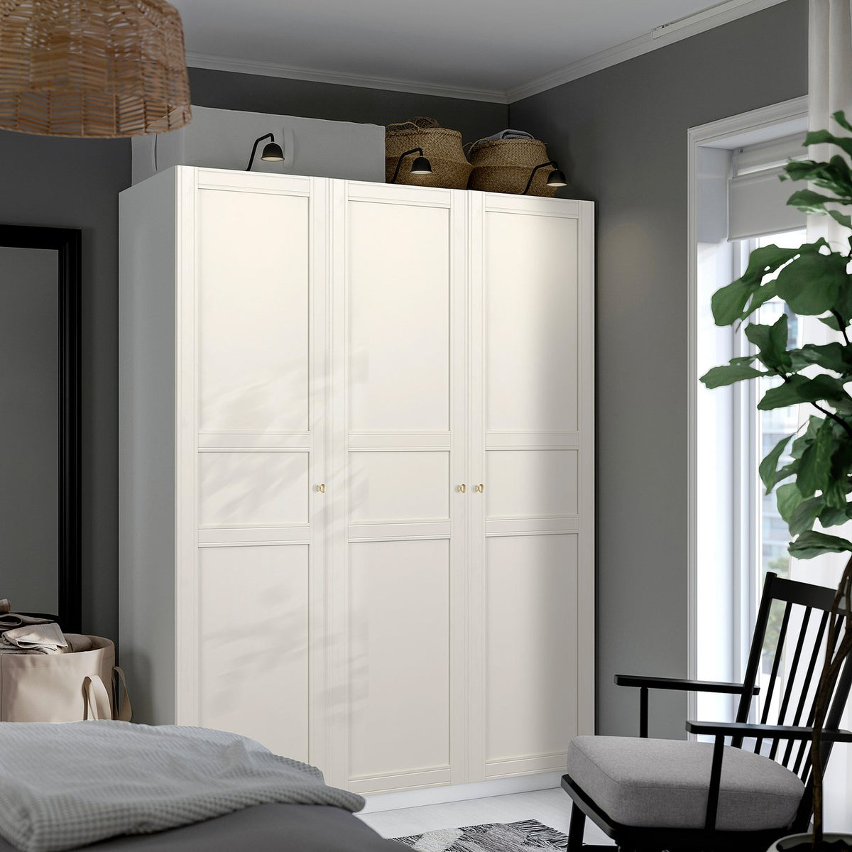 PAX / FLISBERGET wardrobe combination, white/white, 150x60x201 cm