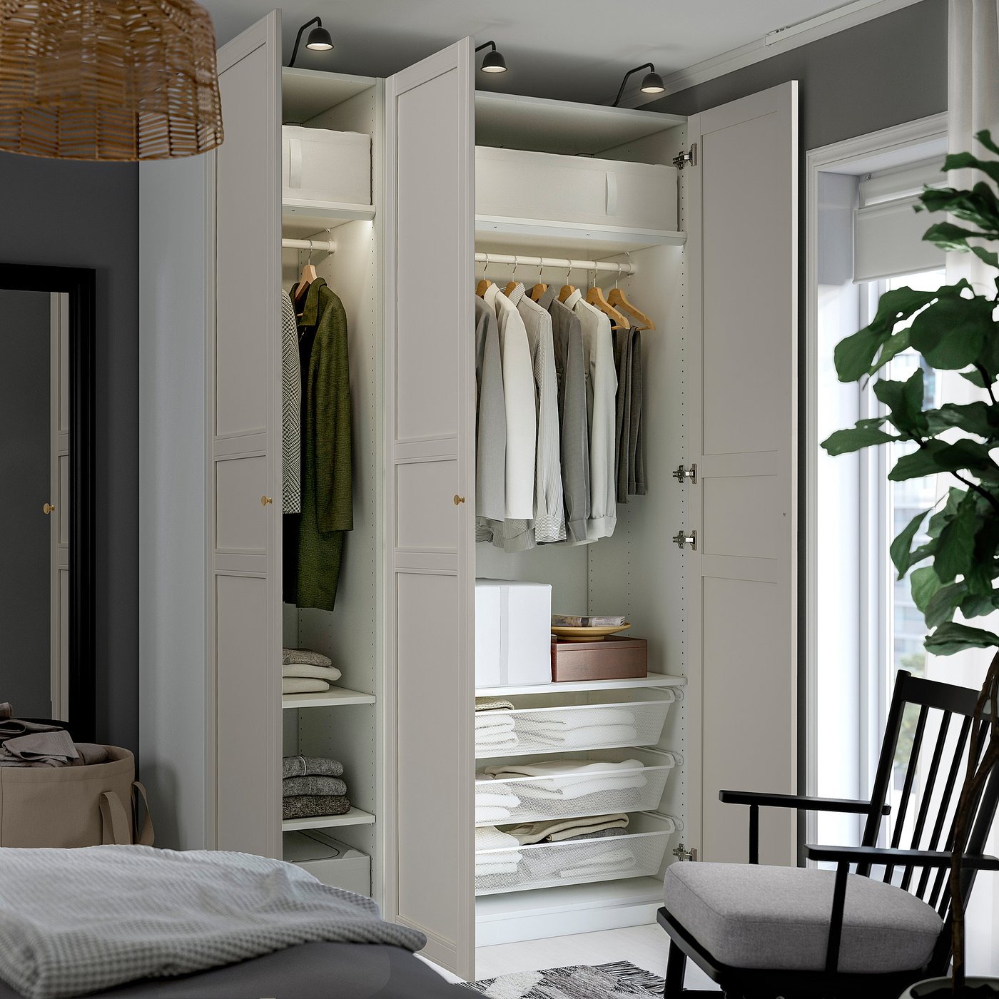 PAX / FLISBERGET wardrobe combination, white/white, 150x60x236 cm