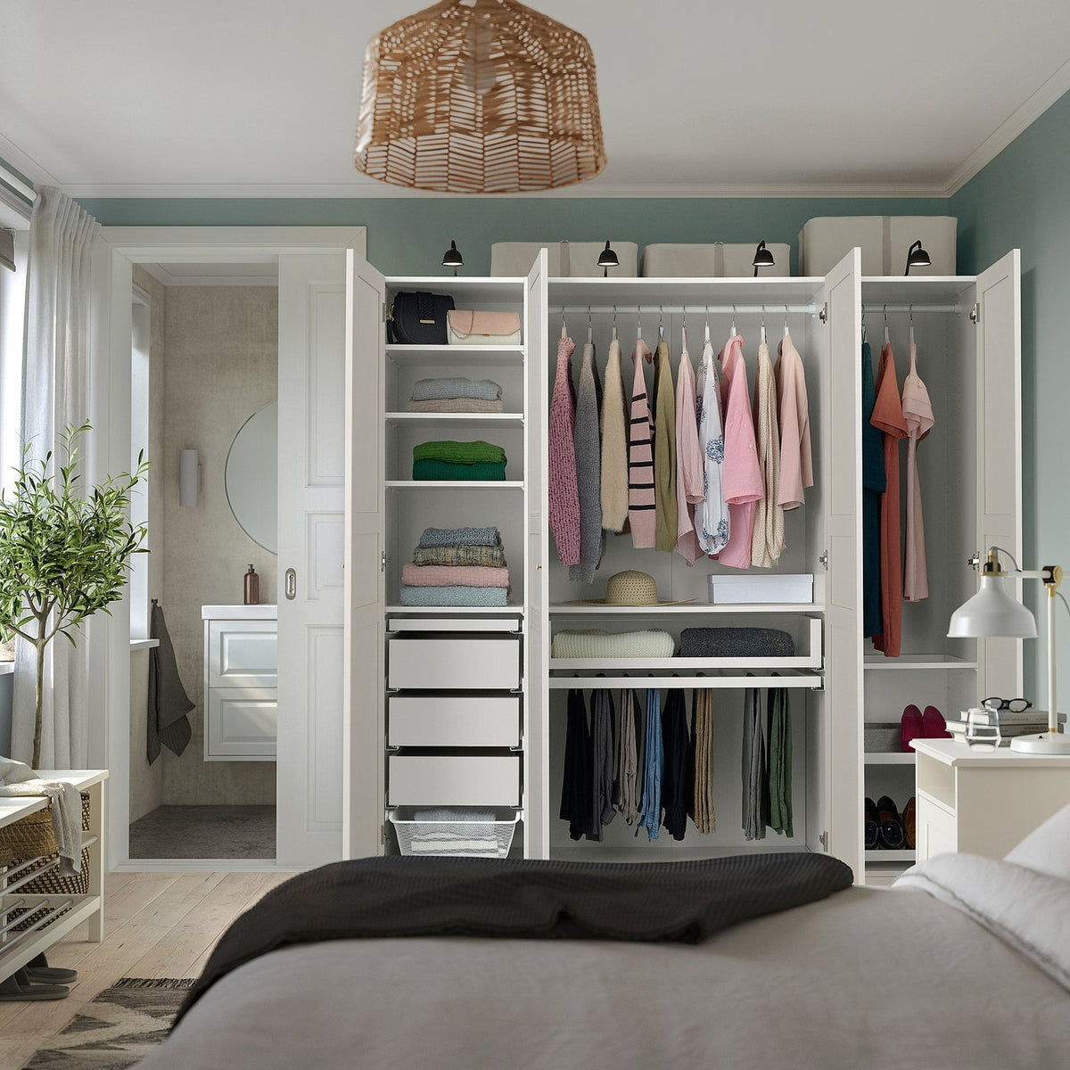 PAX / FLISBERGET wardrobe combination, white/white, 200x60x201 cm