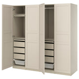 PAX / FLISBERGET wardrobe combination, grey-beige/light beige, 200x60x201 cm
