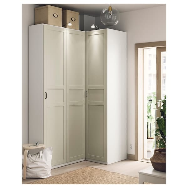 Ikea PAX / FLISBERGET - Corner wardrobe, white/light beige,160/88x236 cm
