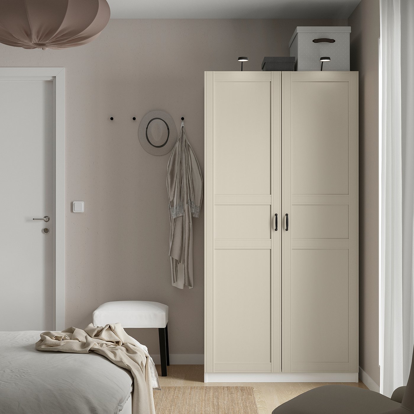 PAX / FLISBERGET wardrobe, white/light beige, 100x60x201 cm