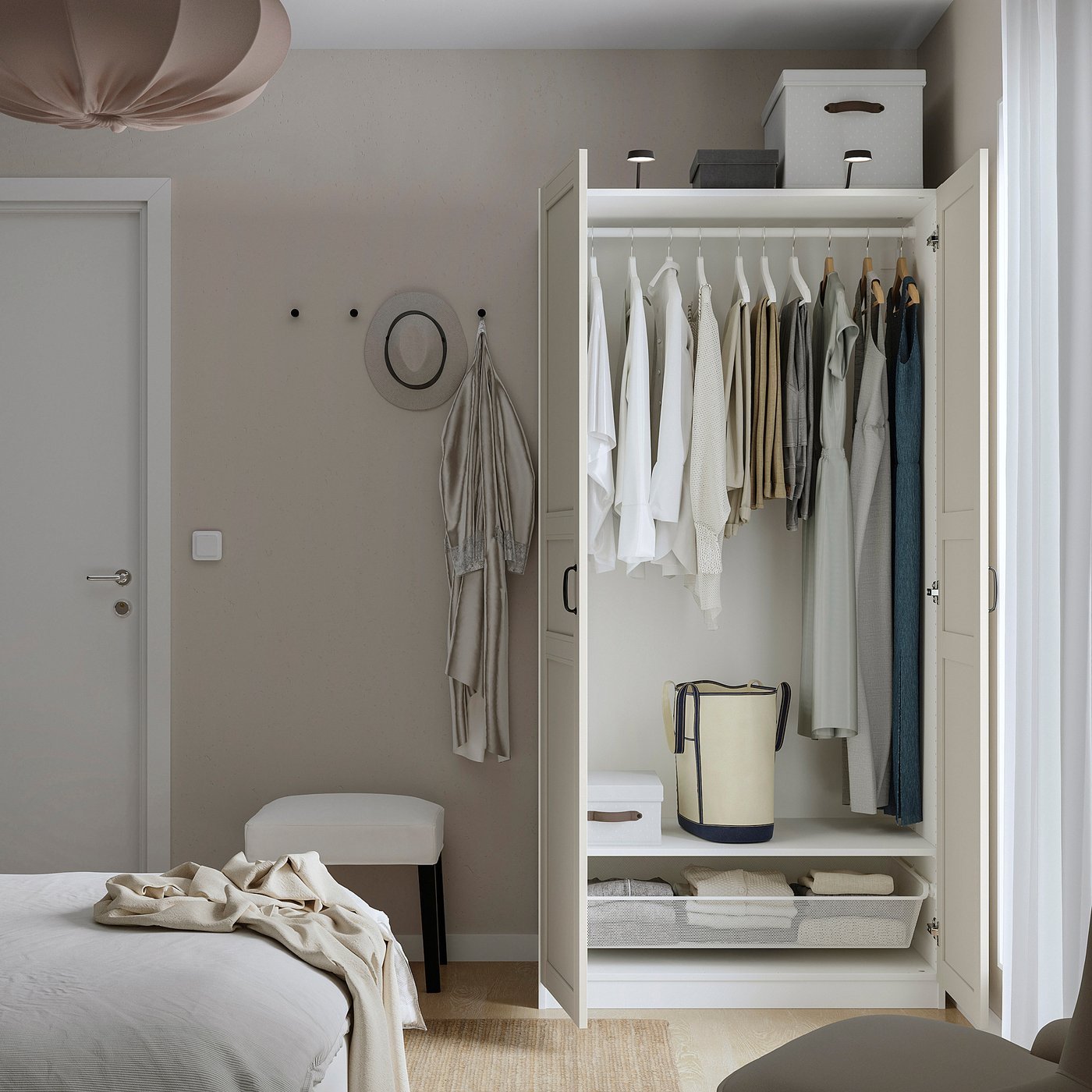 PAX / FLISBERGET wardrobe, white/light beige, 100x60x201 cm
