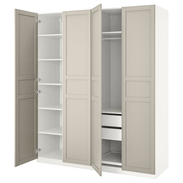 PAX / FLISBERGET wardrobe, white/light beige, 200x60x236 cm