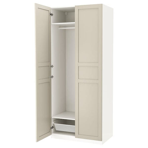 PAX / FLISBERGET wardrobe, white/light beige, 100x60x236 cm