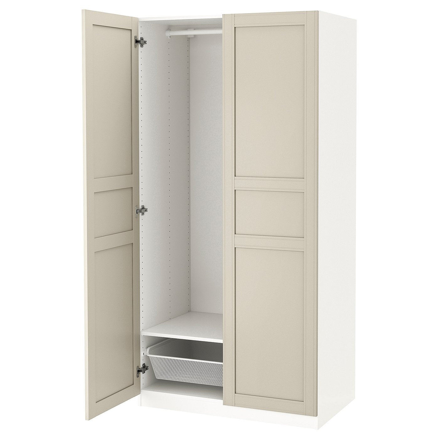 PAX / FLISBERGET wardrobe, white/light beige, 100x60x201 cm