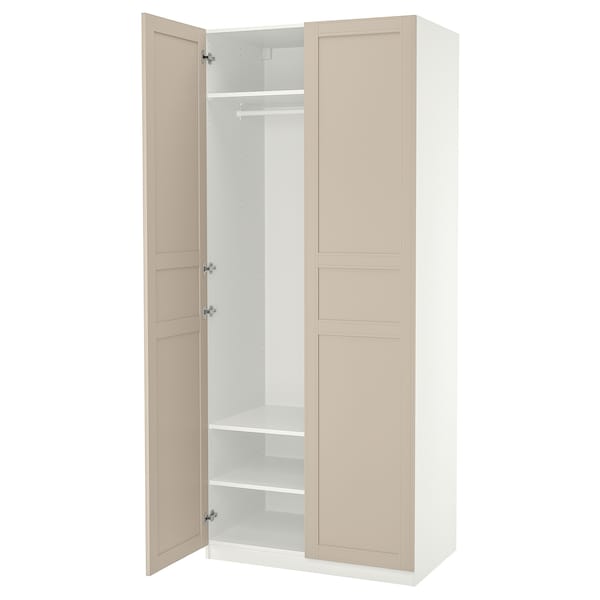 Ikea PAX / FLISBERGET - Wardrobe, white/light beige,100x60x236 cm