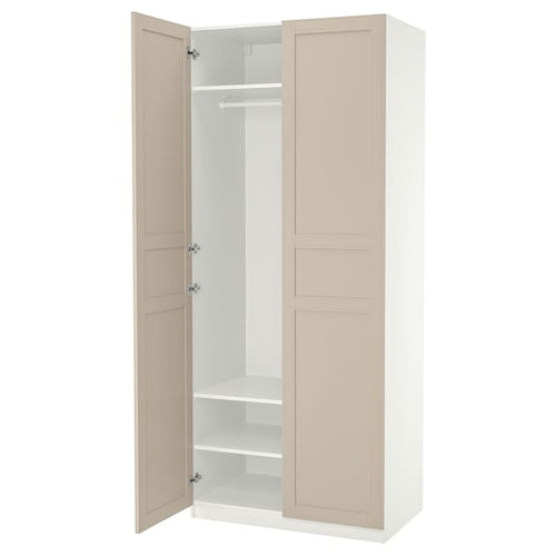 PAX / FLISBERGET wardrobe, white/light beige, 100x60x236 cm