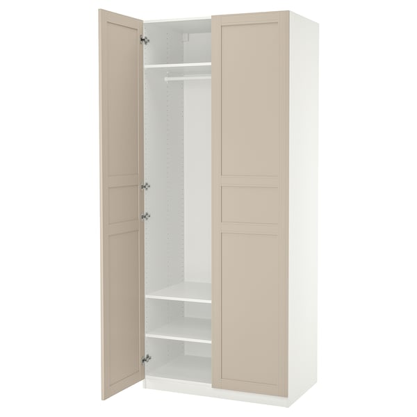 PAX / FLISBERGET wardrobe, white/light beige, 100x60x236 cm