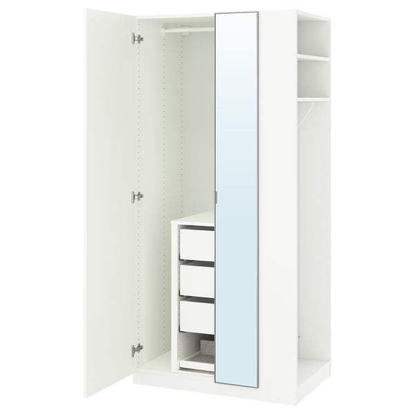 PAX / FORSAND/ÅHEIM wardrobe combination, white white/white mirror glass, 95x60x201 cm Wardrobe combination, white white/white mirror glass,95x60x201 cm