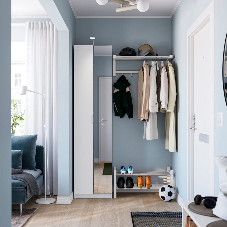 PAX / FORSAND/ÅHEIM wardrobe combination, white white/mirror glass, 50x38x201 cm