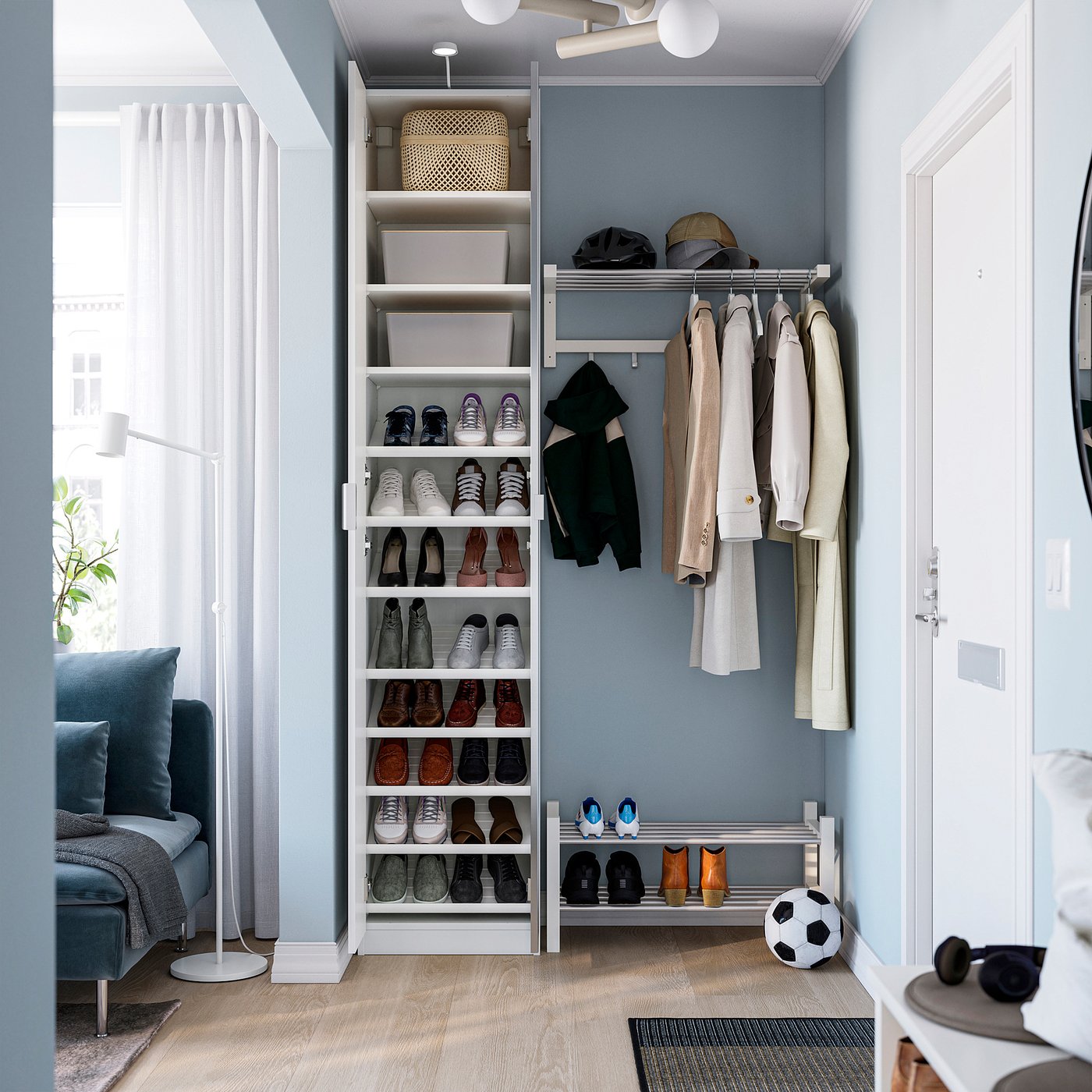 PAX / FORSAND/ÅHEIM wardrobe combination, white white/mirror glass, 50x38x236 cm