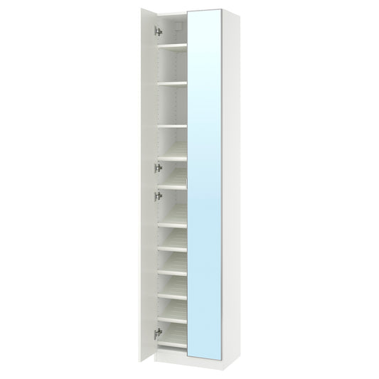 PAX / FORSAND/ÅHEIM wardrobe combination, white white/mirror glass, 50x38x236 cm