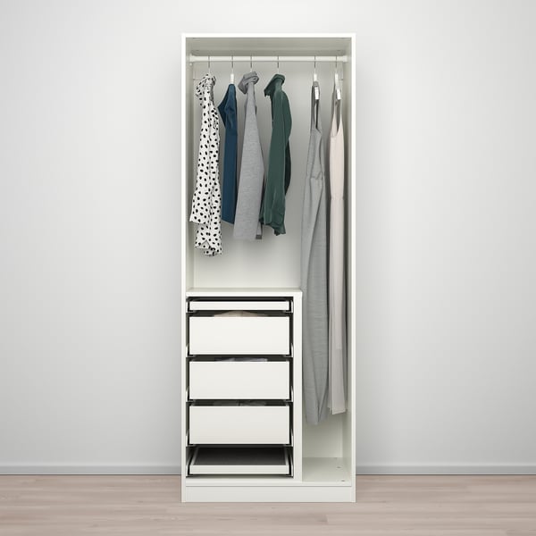 PAX / FORSAND/ÅHEIM wardrobe combination, white/mirror glass, 75x60x201 cm