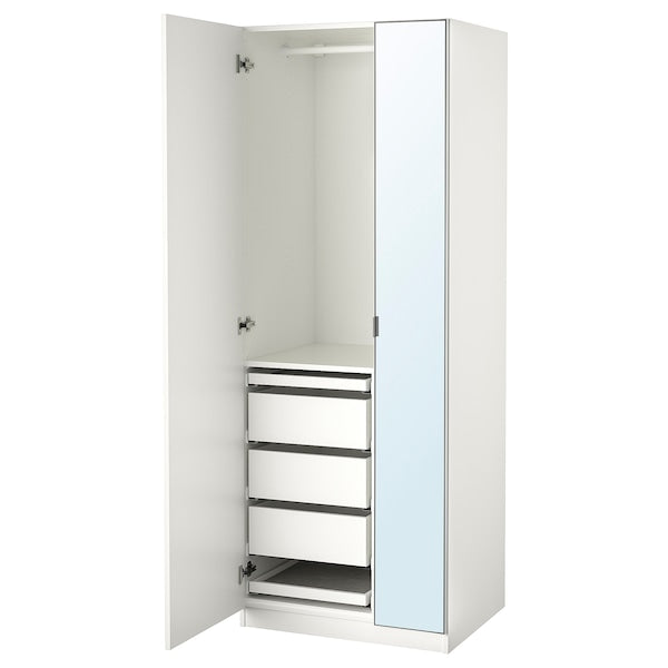 PAX / FORSAND/ÅHEIM - Wardrobe combination, white/glass mirror,75x60x201 cm