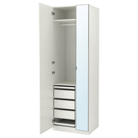PAX / FORSAND/ÅHEIM wardrobe combination, white/mirror glass, 75x60x236 cm