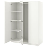 PAX / FORSAND/ÅHEIM wardrobe combination, white/mirror glass, 150x60x201 cm
