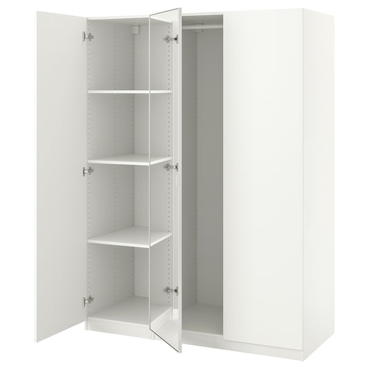 PAX / FORSAND/ÅHEIM wardrobe combination, white/mirror glass, 150x60x201 cm