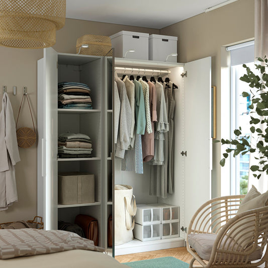 PAX / FORSAND/ÅHEIM wardrobe combination, white/mirror glass, 150x60x201 cm