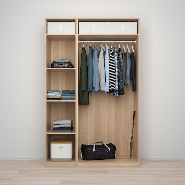 PAX / FORSAND/ÅHEIM - Wardrobe combination, oak effect with white stain/mirrored glass,150x60x236 cm