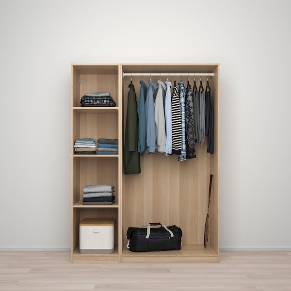 PAX / FORSAND/ÅHEIM - Wardrobe combination, oak effect with white stain/glass mirror,150x60x201 cm