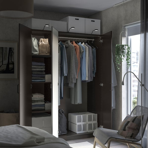 PAX / FORSAND/ÅHEIM - Wardrobe combination, dark grey/glass mirror,150x60x201 cm