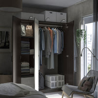 PAX / FORSAND/ÅHEIM - Wardrobe combination, dark grey/glass mirror,150x60x201 cm