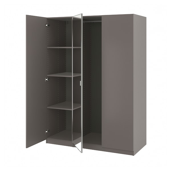 PAX / FORSAND/ÅHEIM - Wardrobe combination, dark grey/glass mirror,150x60x201 cm