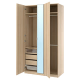 PAX / FORSAND/ÅHEIM wardrobe combination, white stained oak/mirror glass, 125x60x236 cm