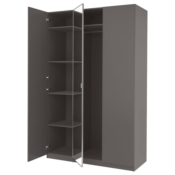 PAX / FORSAND/ÅHEIM wardrobe combination, dark grey/mirror glass, 150x60x236 cm