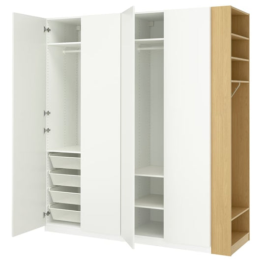 PAX / FORSAND wardrobe combination, white white/ oak effect, 220x60x236 cm Wardrobe combination, white white/ oak effect,220x60x236 cm
