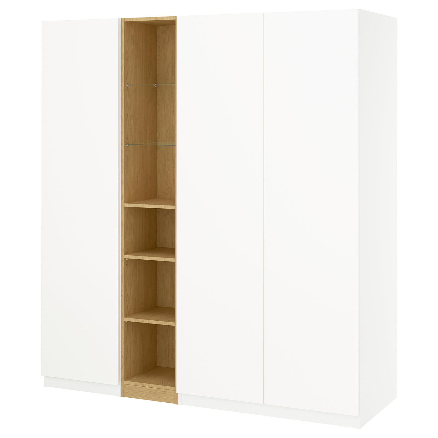 PAX / FORSAND wardrobe combination, white white/oak effect, 185x60x201 cm