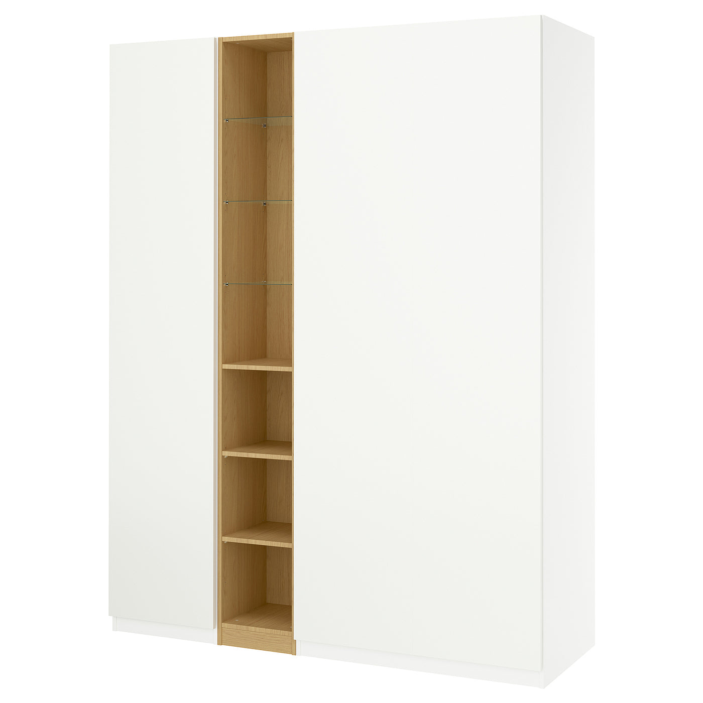 PAX / FORSAND wardrobe combination, white white/oak effect, 185x60x236 cm