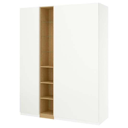 PAX / FORSAND wardrobe combination, white white/oak effect, 185x60x236 cm