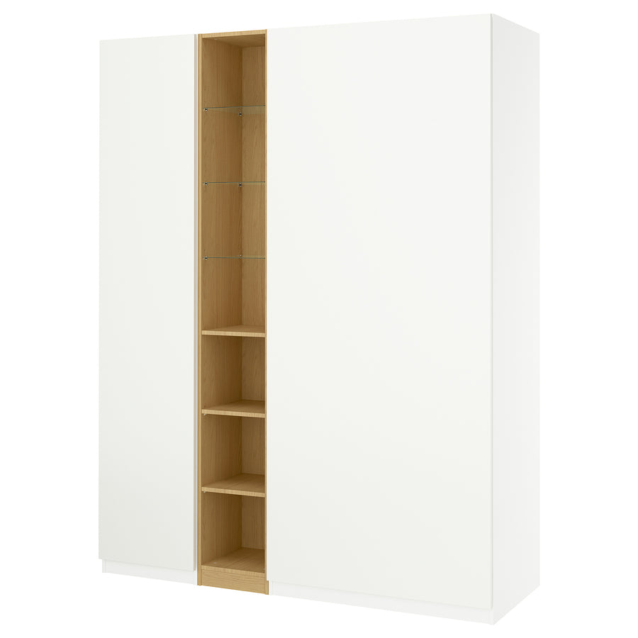 PAX / FORSAND wardrobe combination, white white/oak effect, 185x60x236 cm