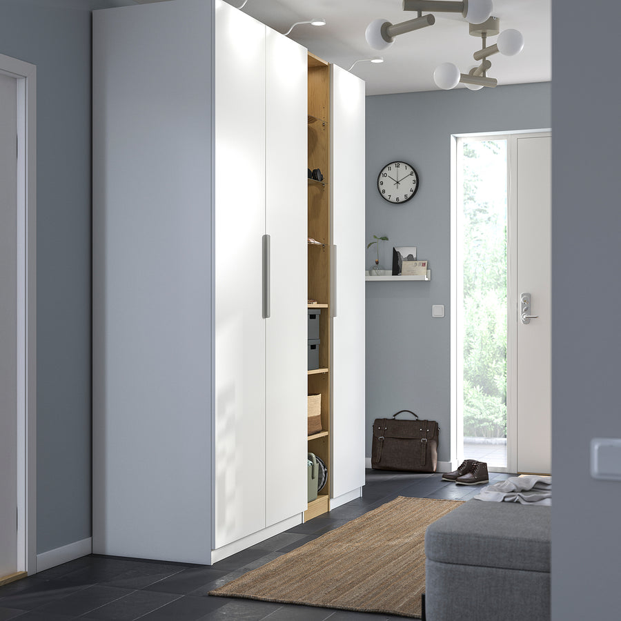 PAX / FORSAND wardrobe combination, white white/oak effect, 185x60x236 cm