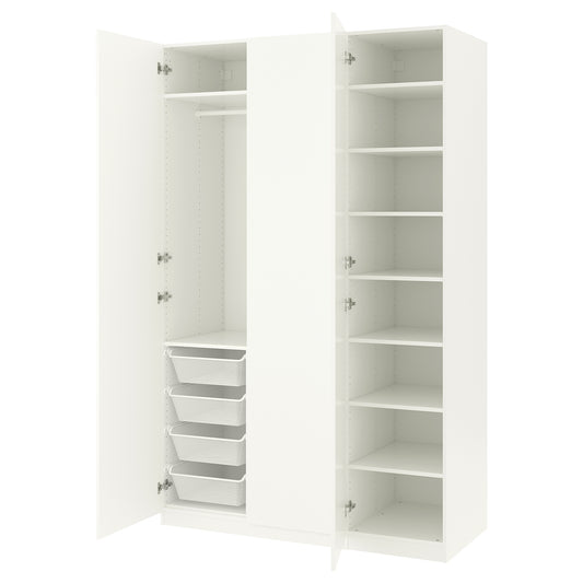 PAX / FORSAND wardrobe combination, white/white, 150.0x236.4x60.0 cm