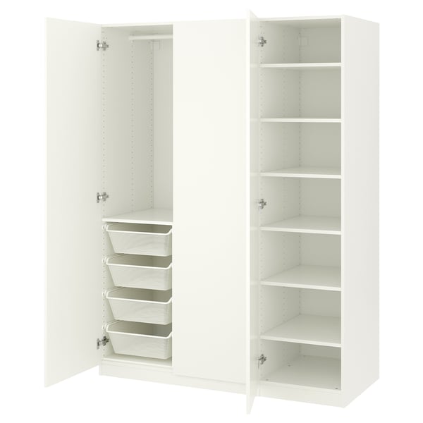 PAX / FORSAND wardrobe combination, white/white, 150x60x201 cm