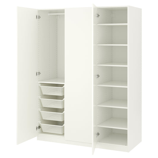 PAX / FORSAND wardrobe combination, white/white, 150x60x201 cm