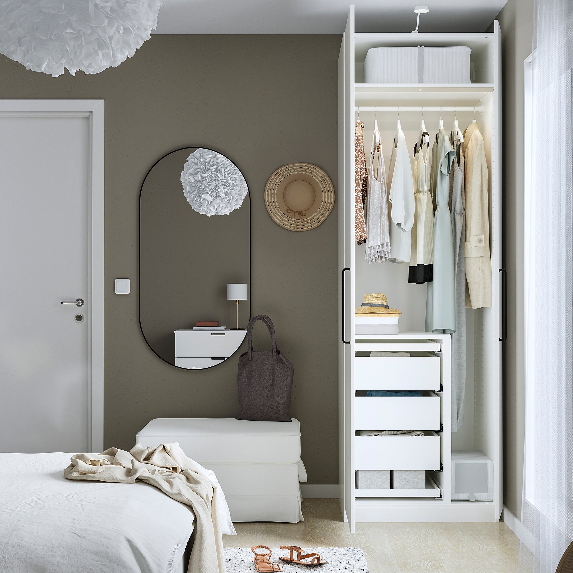 PAX / FORSAND wardrobe combination, white/white, 75x60x236 cm